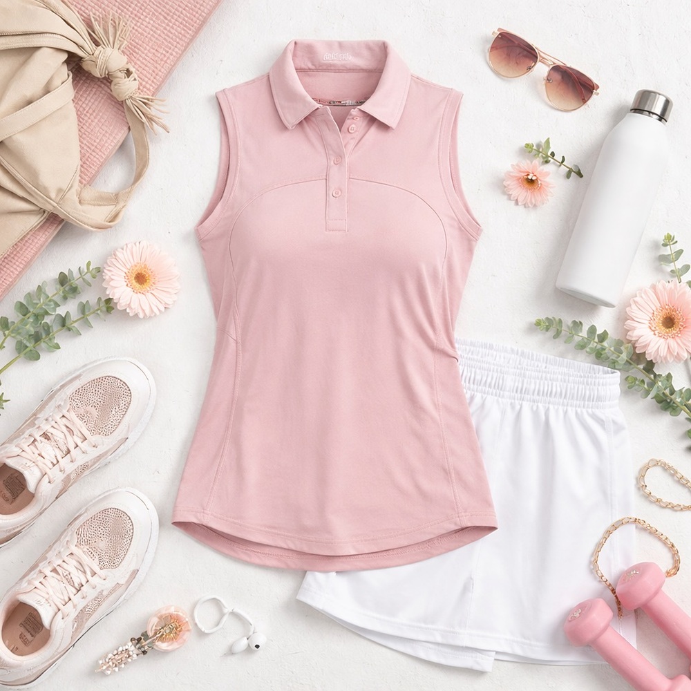 Lululemon | Blush Pink Sleeveless Collared Polo Tank Top | Size 4 - Picture 2 of 7
